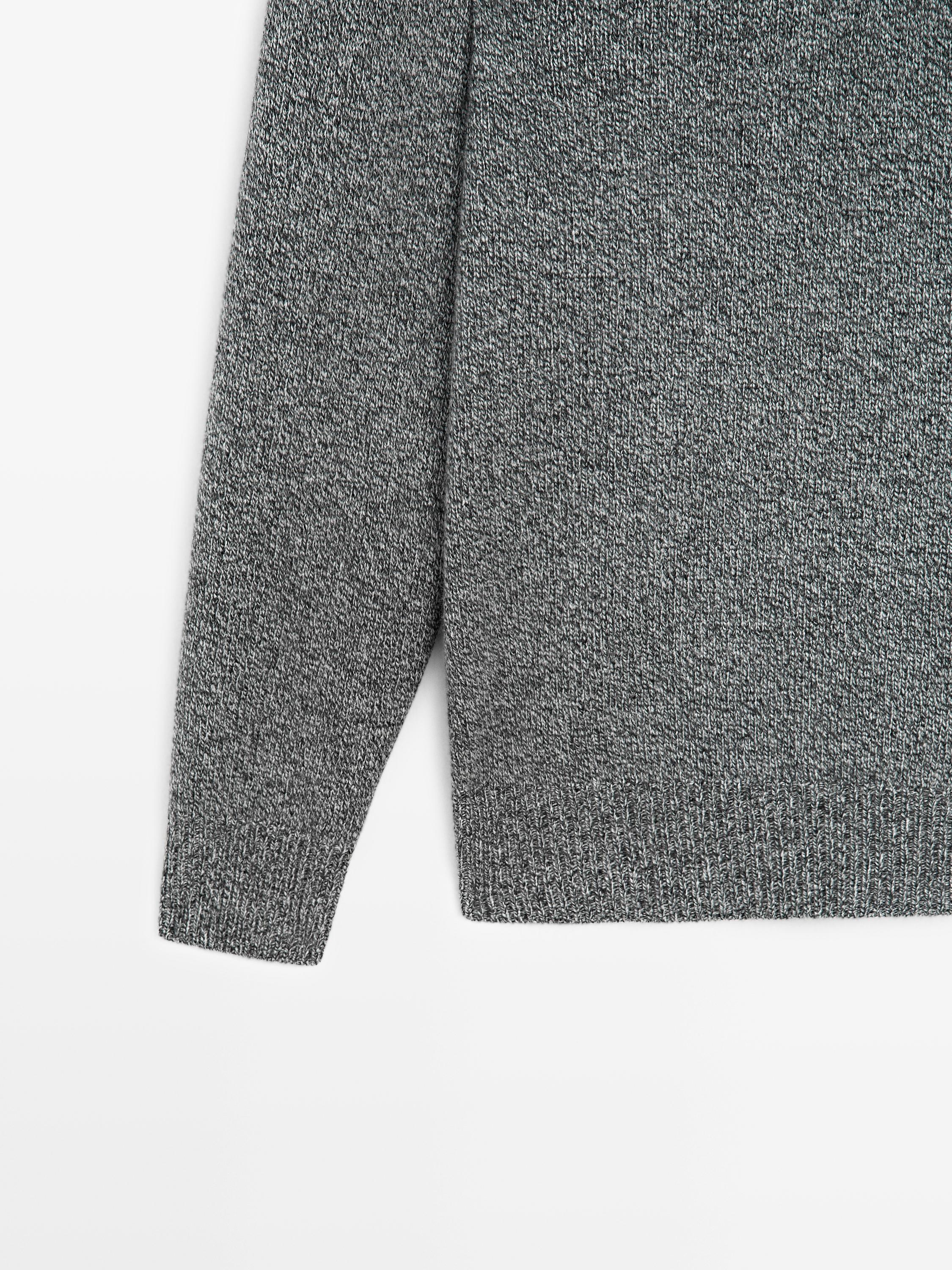 Flecked knit wool blend polo sweater